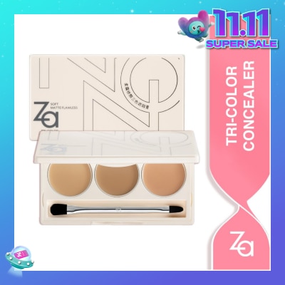 ZA Tricolor Concealer (Addresses Dark Circles, Blemishes, Spots, Laugh Lines And Restoring A Flawless, Natural Look) 4.5g (Expiry: Jul`2026)