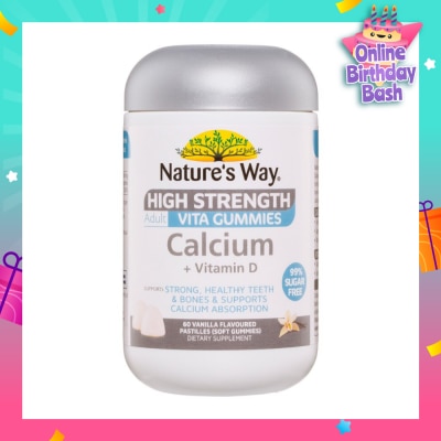 NATURES WAY Adult Vita Gummies Sugar Free Calcium + Vitamin D Pastille Vanilla 65s (Expiry: Nov`2025)