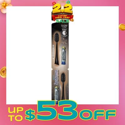 SYSTEMA Sonic Brilliant Black Toothbrush Refills Compact Head 2s