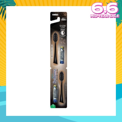 SYSTEMA Sonic Brilliant Black Toothbrush Refills Compact Head 2s