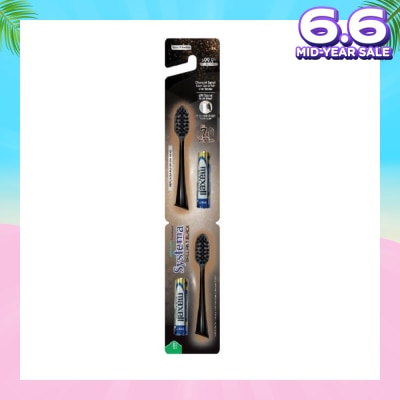 SYSTEMA Sonic Brilliant Black Toothbrush Refills Compact Head 2s