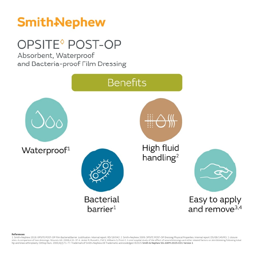 Opsite Post-Op Clear Adhesive Waterproof Dressings 9.5cm X 8.5 cm (Minimal Pain On Removal) 3s