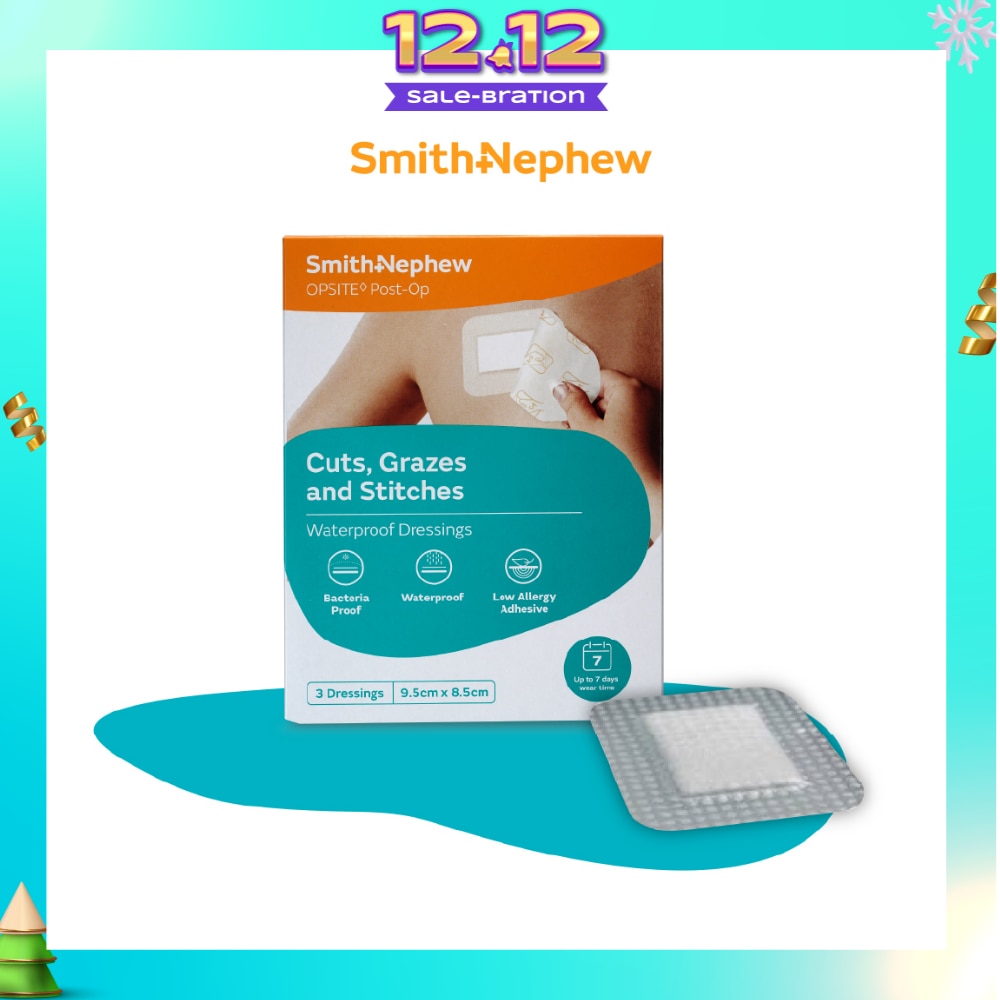 Opsite Post-Op Clear Adhesive Waterproof Dressings 9.5cm X 8.5 cm (Minimal Pain On Removal) 3s