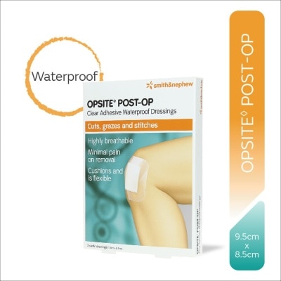 SMITH & NEPHEW Opsite Post-Op Clear Adhesive Waterproof Dressings 9.5cm X 8.5 cm (Minimal Pain On Removal) 3s