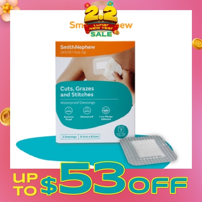 SMITH & NEPHEW Opsite Post-Op Clear Adhesive Waterproof Dressings 9.5cm X 8.5 cm (Minimal Pain On Removal) 3s