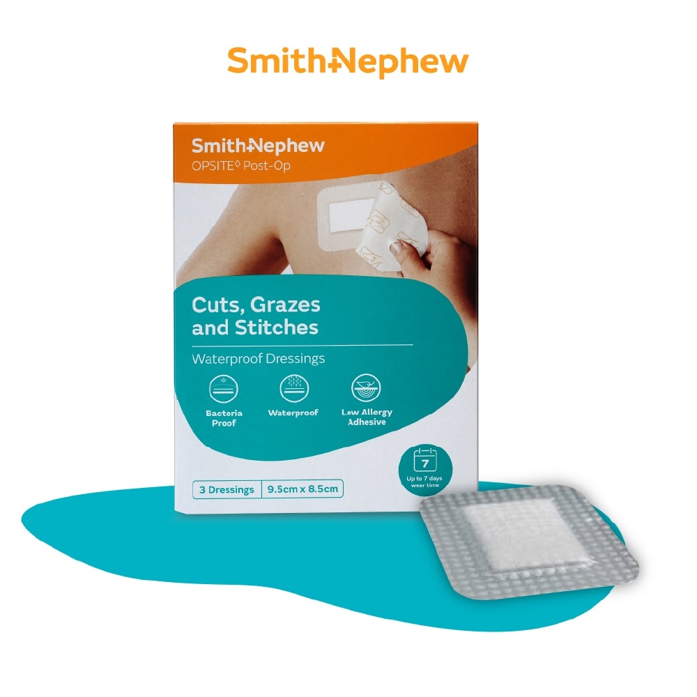 Opsite Post-Op Clear Adhesive Waterproof Dressings 9.5cm X 8.5 cm (Minimal Pain On Removal) 3s