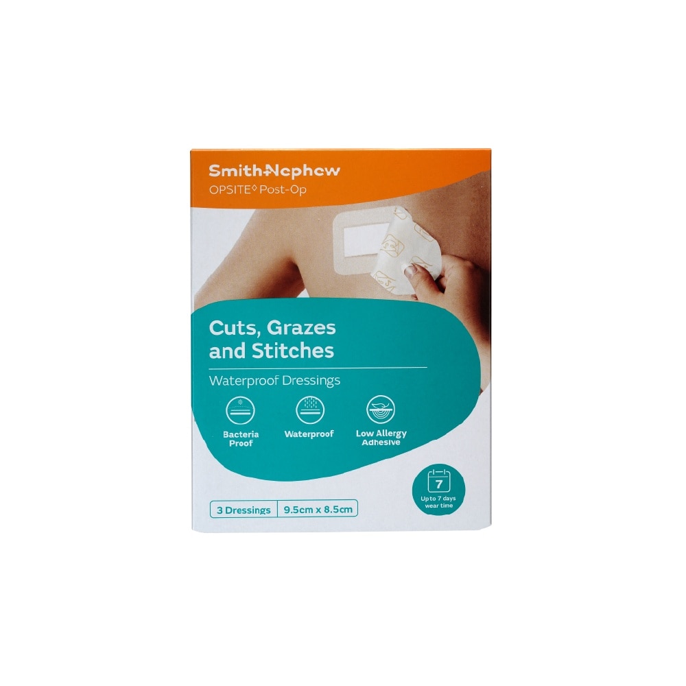 Opsite Post-Op Clear Adhesive Waterproof Dressings 9.5cm X 8.5 cm (Minimal Pain On Removal) 3s