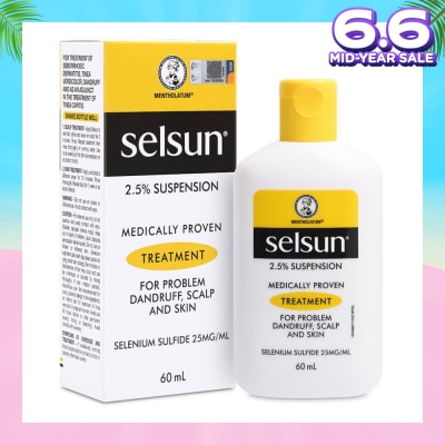 SELSUN 2.5% Anti Dandruff Suspension Shampoo (Medically Proven Treatment For Problem Dandruff, Scalp And Skin) 60ml