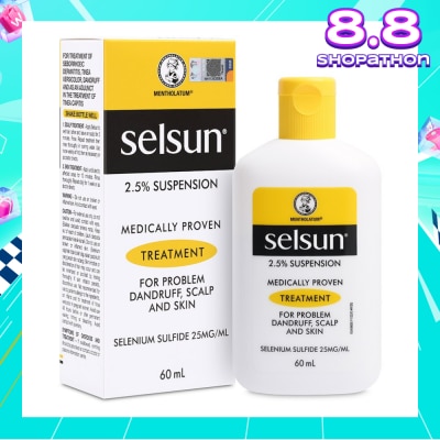 SELSUN 2.5% Anti Dandruff Suspension Shampoo (Medically Proven Treatment For Problem Dandruff, Scalp And Skin) 60ml