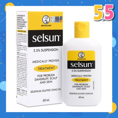 SELSUN 2.5% Anti Dandruff Suspension Shampoo (Medically Proven Treatment For Problem Dandruff, Scalp And Skin) 60ml