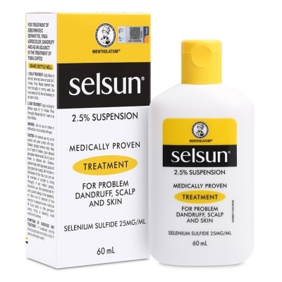 SELSUN 2.5% Anti Dandruff Suspension Shampoo (Medically Proven Treatment For Problem Dandruff, Scalp And Skin) 60ml