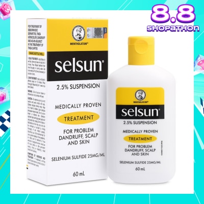 SELSUN 2.5% Anti Dandruff Suspension Shampoo (Medically Proven Treatment For Problem Dandruff, Scalp And Skin) 60ml