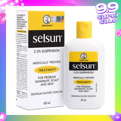 SELSUN 2.5% Anti Dandruff Suspension Shampoo (Medically Proven Treatment For Problem Dandruff, Scalp And Skin) 60ml