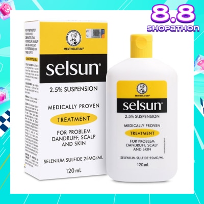 SELSUN 2.5% Anti Dandruff Suspension Shampoo (Medically Proven Treatment For Problem Dandruff, Scalp And Skin) 120ml
