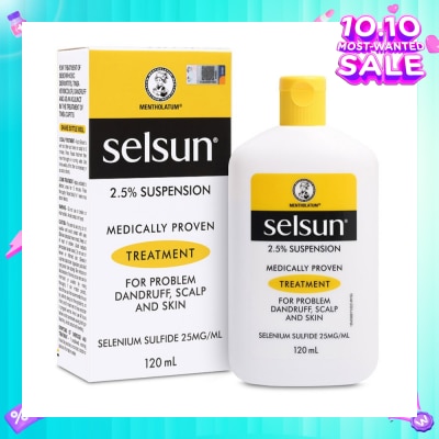 SELSUN 2.5% Anti Dandruff Suspension Shampoo (Medically Proven Treatment For Problem Dandruff, Scalp And Skin) 120ml