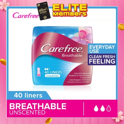 CAREFREE Breathable Unscented Panty Liners 40s