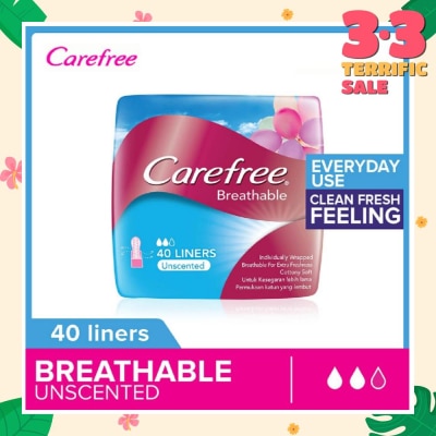 CAREFREE Breathable Unscented Panty Liners 40s