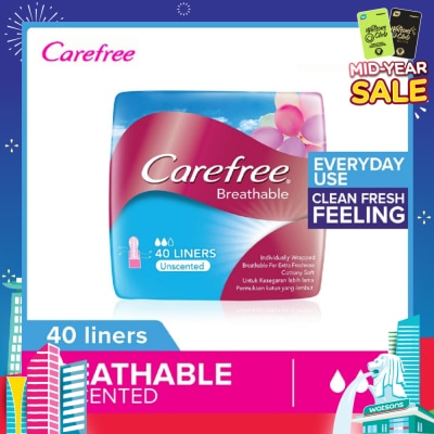 CAREFREE Breathable Unscented Panty Liners 40s