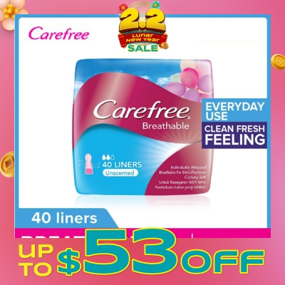 CAREFREE Breathable Unscented Panty Liners 40s