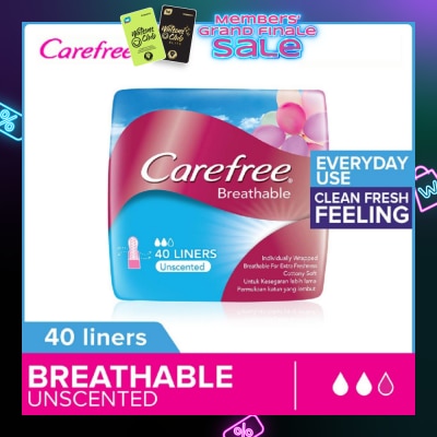 CAREFREE Breathable Unscented Panty Liners 40s