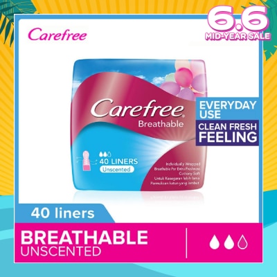 CAREFREE Breathable Unscented Panty Liners 40s