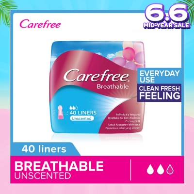 CAREFREE Breathable Unscented Panty Liners 40s