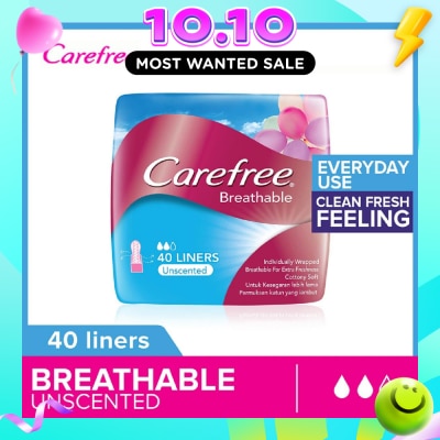 CAREFREE Breathable Unscented Panty Liners 40s image