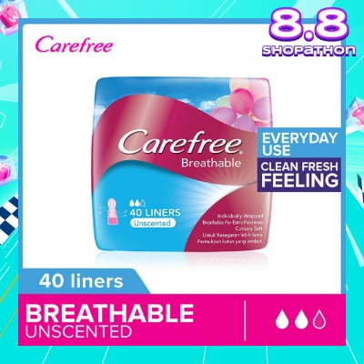 CAREFREE Breathable Unscented Panty Liners 40s