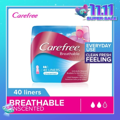 CAREFREE Breathable Unscented Panty Liners 40s
