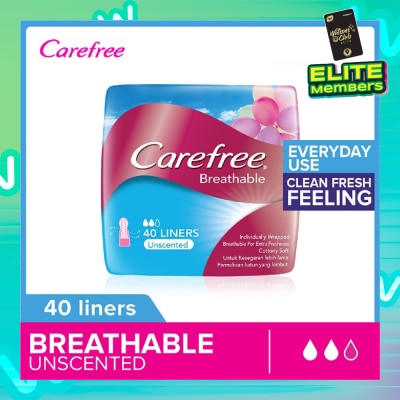CAREFREE Breathable Unscented Panty Liners 40s
