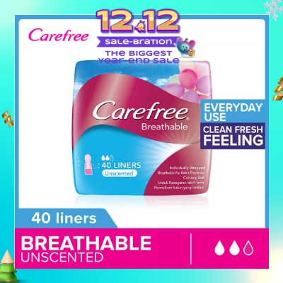 CAREFREE Breathable Unscented Panty Liners 40s