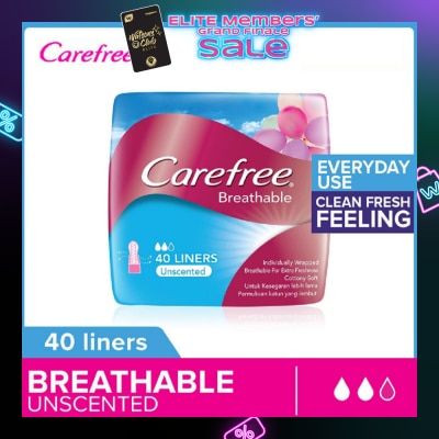 CAREFREE Breathable Unscented Panty Liners 40s