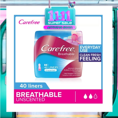 CAREFREE Breathable Unscented Panty Liners 40s image