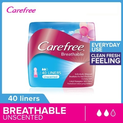 CAREFREE Breathable Unscented Panty Liners 40s