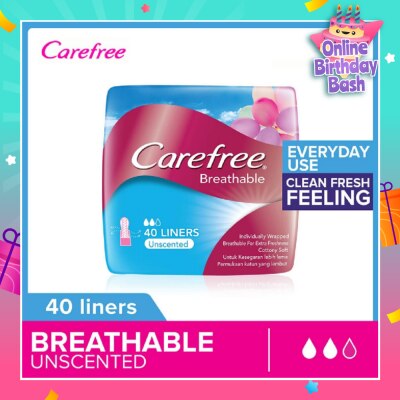 CAREFREE Breathable Unscented Panty Liners 40s