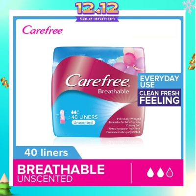 CAREFREE Breathable Unscented Panty Liners 40s