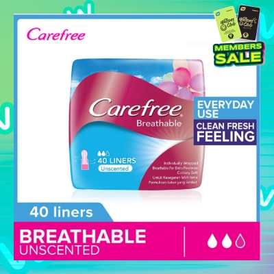 CAREFREE Breathable Unscented Panty Liners 40s