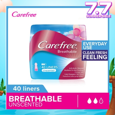 CAREFREE Breathable Unscented Panty Liners 40s