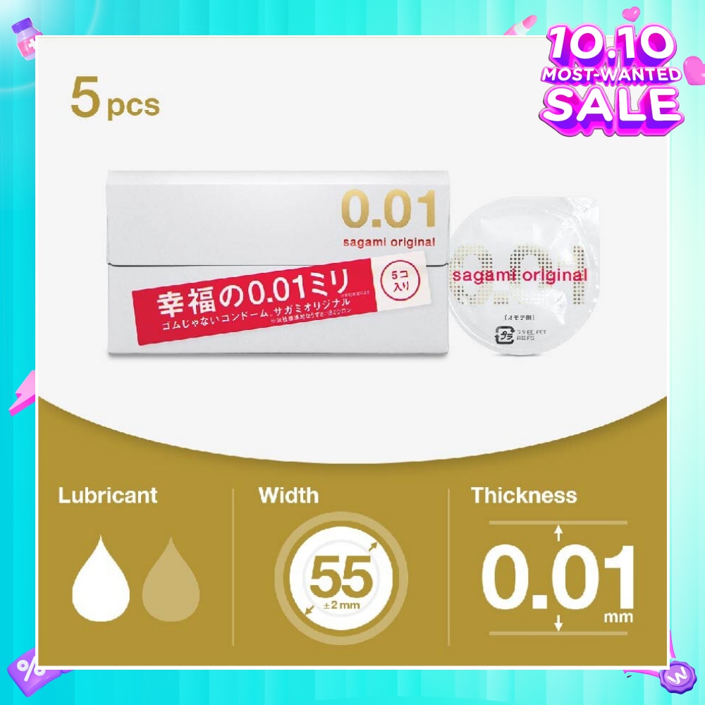 Original 0.01 Pu Condom, Standard Size (The Average Thickness Of Just 0.018±0.008Mm, It Instantly Conveying The Warmth Of Your Partner's Skin For A More Natural Feel) 5s