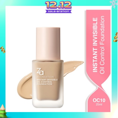 ZA Instant Invisible Oil Control Foundation (OC10) True Concealing No Darkening, 24 Hours Long Lasting 25ml (Expiry: Jul`2026)