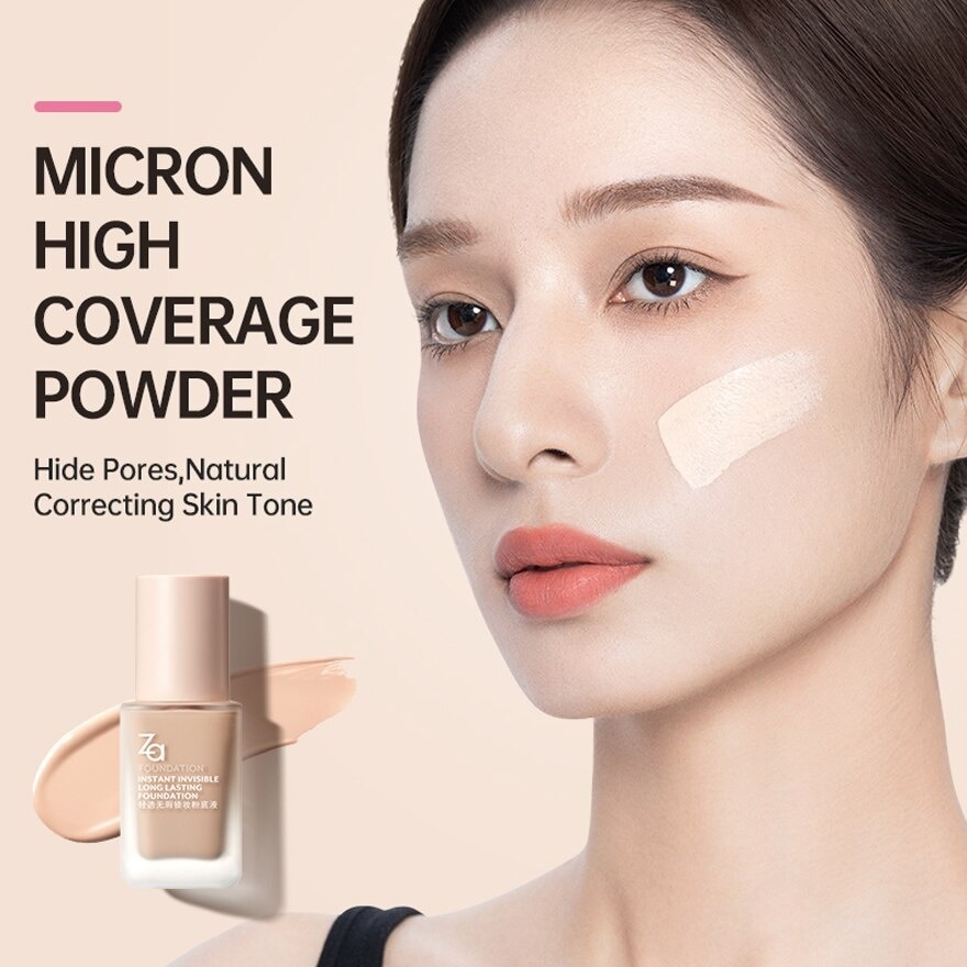 Instant Invisible Oil Control Foundation (PO00) True Concealing No Darkening, 24 Hours Long Lasting 25ml