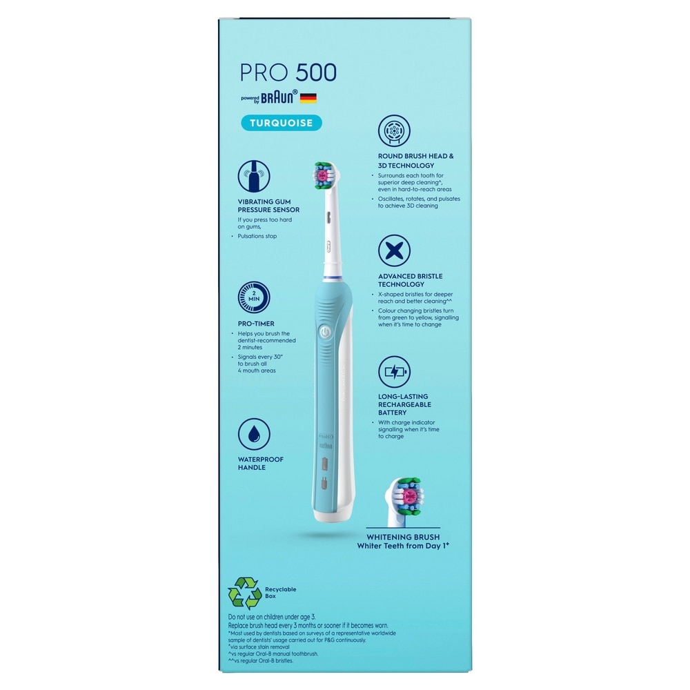 Pro 500 Turquoise Whitening Electric Toothbrush 1s