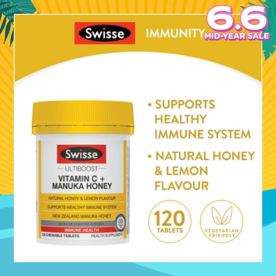 SWISSE Ultiboost Vitamin C + Manuka Honey Chewable Tablets 120s
