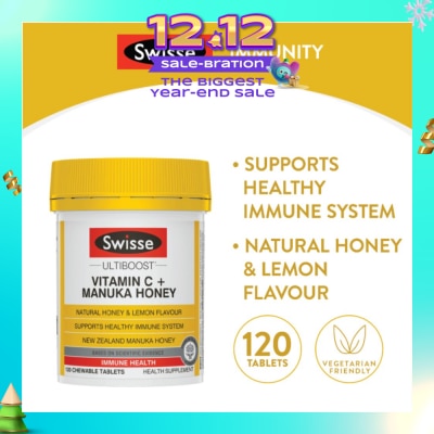 SWISSE Ultiboost Vitamin C + Manuka Honey Chewable Tablet 120s (Expiry: Aug`2026)