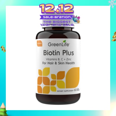 GREENLIFE Biotin Plus with Vitamin B, C + Zinc Capsules (For Hair & Skin Health) 60s