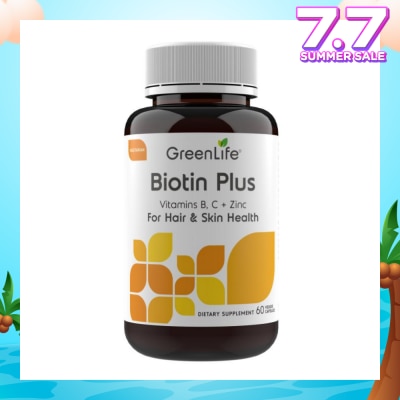 GREENLIFE Biotin Plus with Vitamin B, C + Zinc Capsules (For Hair & Skin Health) 60s