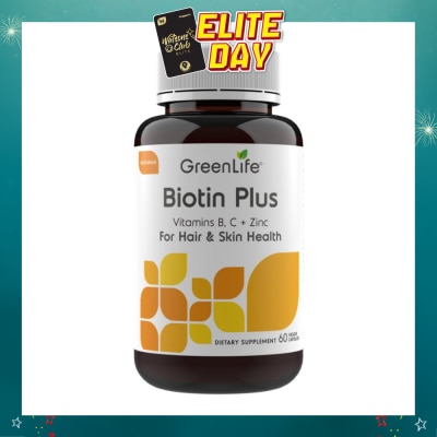GREENLIFE - Biotin Plus with Vitamin B, C + Zinc Capsules (For Hair & Skin Health) 60s (Expiry: Nov`2026)
