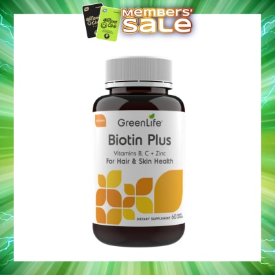 GREENLIFE - Biotin Plus with Vitamin B, C + Zinc Capsules (For Hair & Skin Health) 60s
