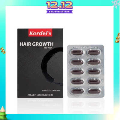 KORDEL'S Hair Growth For Men Vegetal Capsules (Help To Keep Hair Strong, Healthy,Thicker And Fuller) 60s