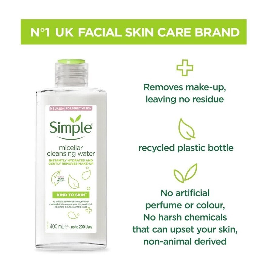 SIMPLE Micellar Cleansing Water (Instantly Hydrates + Gently